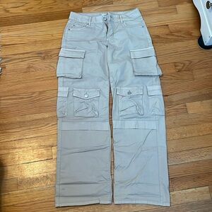 Beige baggy cargo pants